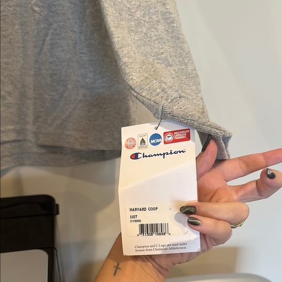 NWT Heather Gray Champion Harvard Crimson Long Sleeve Shirt - Picture 5 of 9